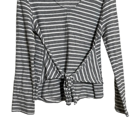 A New Day Women's Small Striped Tie Front Long Sleeve Blouse Shirt Top - Picture 3 of 6